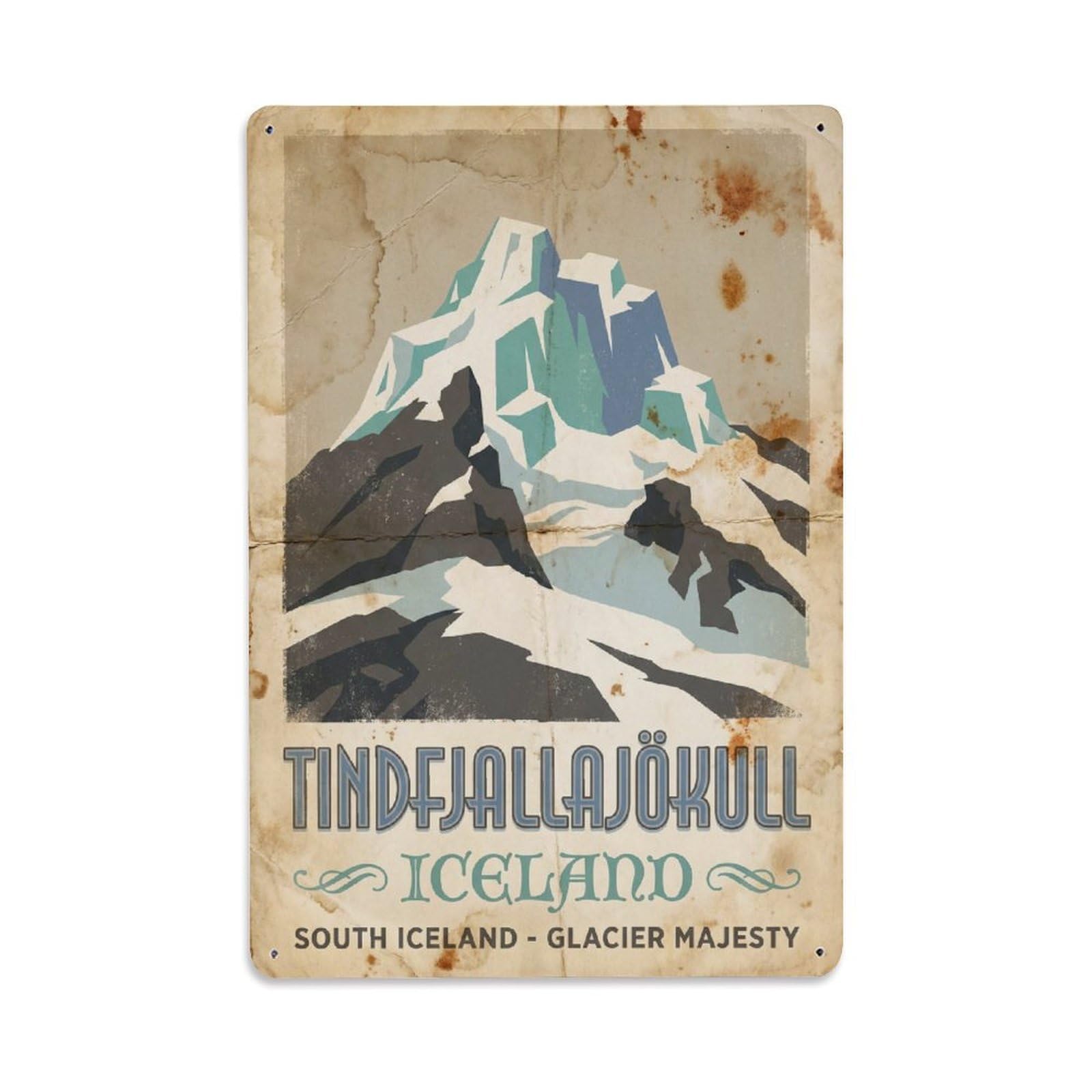 Gead 8X12inch Style Vintage Travel Tindfjallajokull Iceland Metal Tin Sign