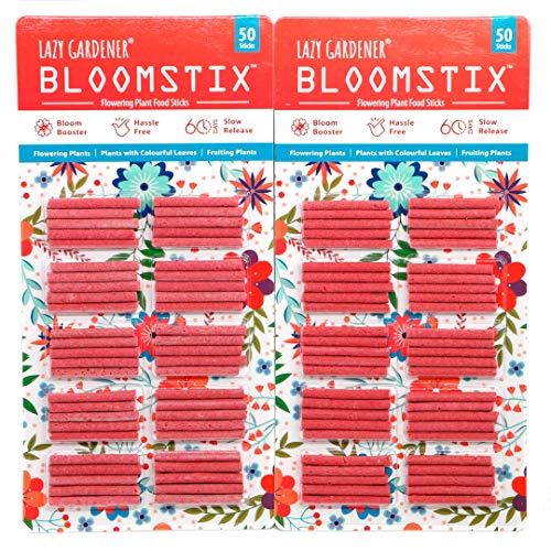 Image of Lazy Gardener Bloomstix Organic Fertilizer Sticks | Bloom Booster & Slow-Release Plant Food for Flowering Plants & Home Garden (Pack of 100)