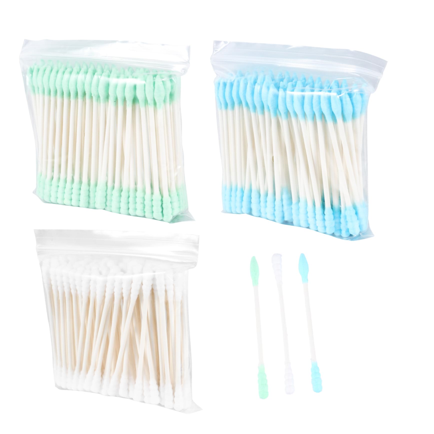 FOMIYES 100 Pcs Cotton Swabs Double Head 3 Packs Disposable Makeup Removal Swabs Soft Absorbent Spiral for Beauty