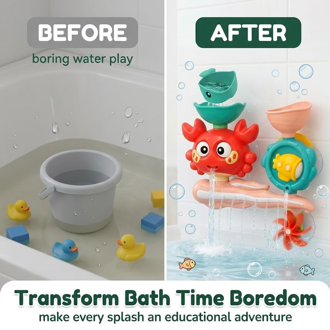 Badewannenspielzeug，Badewannenspielzeug Baby,Badespielzeug Wasserspielzeug Kinder Set ab 3 Jahre mit DIY-Doppelschienenspiel, Saugnäpfe, Kapseln und Bälle, Geschenk für Mädchen Jungen - 5