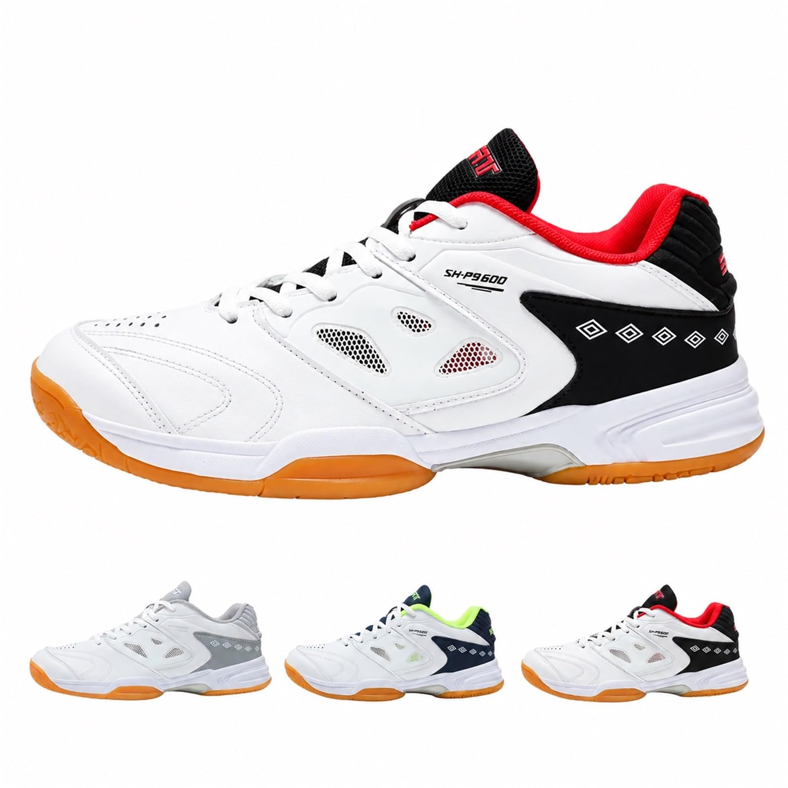 Zapatillas de Bádminton Hombre, Zapatillas Indoor Antideslizantes Transpirables con Cordones y Suela de Goma para Tenis de Mesa, Squash, Voleibol y Entrenamiento