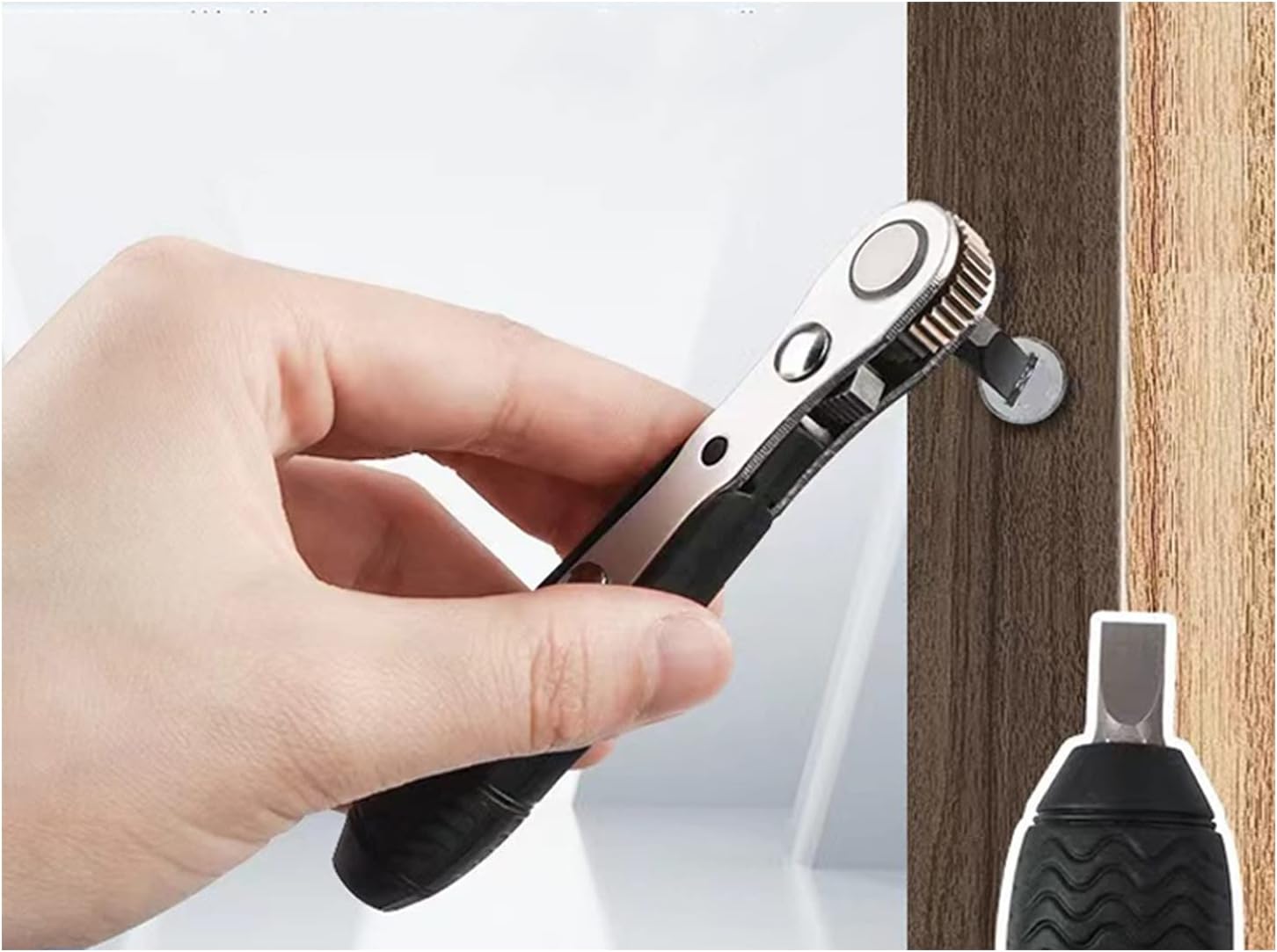 11pc 36-Tooth 1/4 inch Mini Ratchet Wrench Screwdriver Bit Set 90 Degree High Torque Mini Offset Reversible Drive Handle