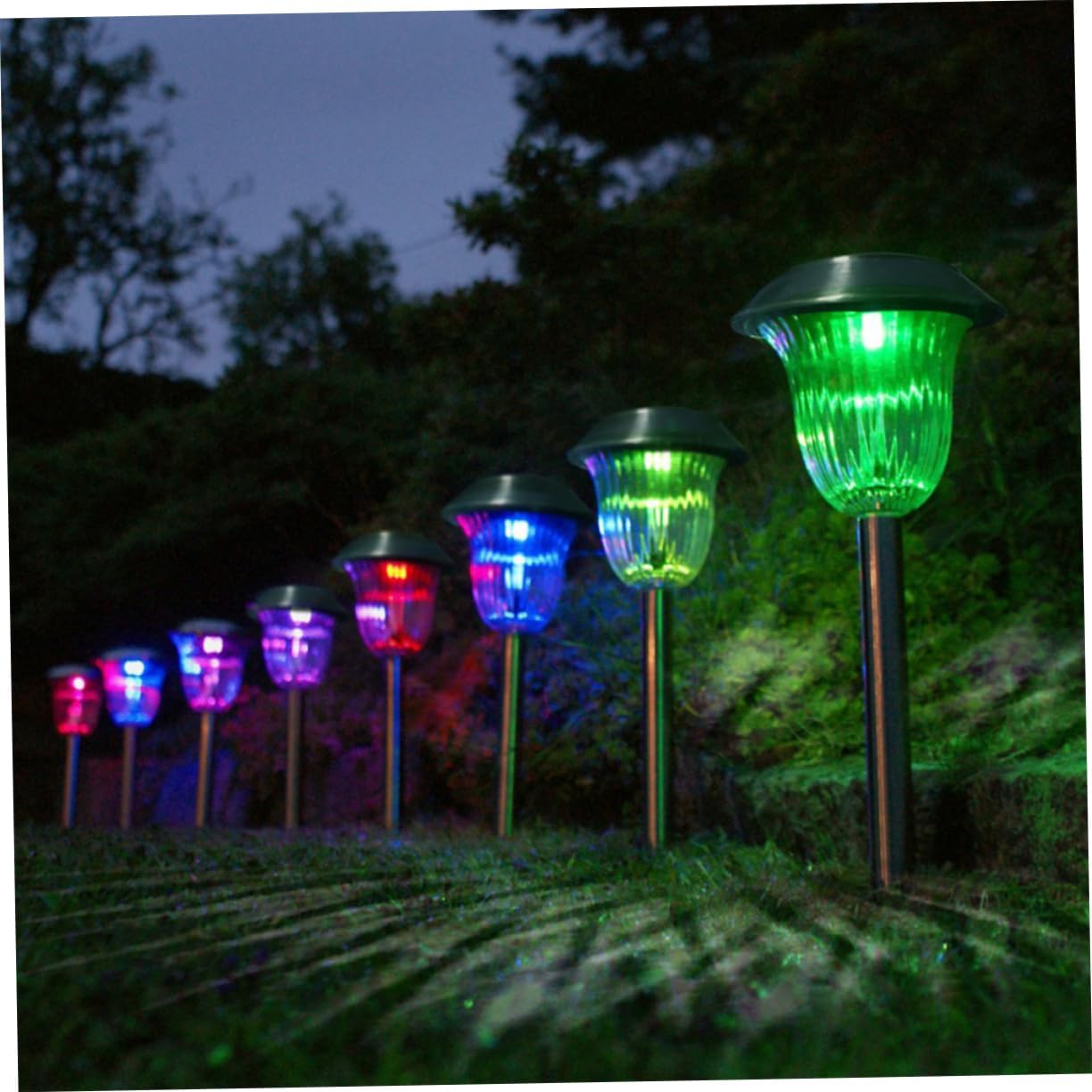Angoily 4pcs Stainless Steel Solar Garden Light Led Lawn Lamp for Outdoor Decoration Landscape Lighting Easy to Install for Gardens and Lawns