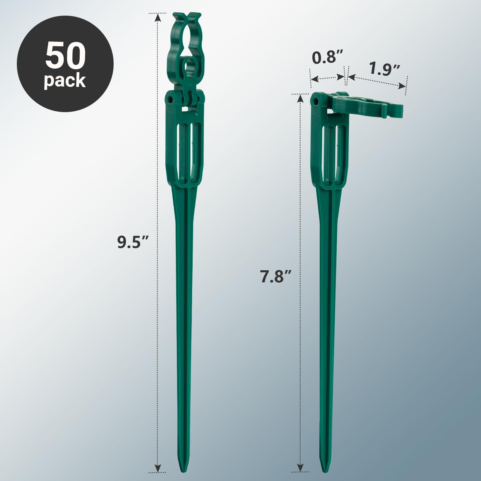 SURAIELEC 50 estacas de luz de Navidad para patio, 9.5 estacas altas para luces de Navidad C7 C9 al aire libre, estacas de luz de plástico universales para decoraciones navideñas, camino, entrada,