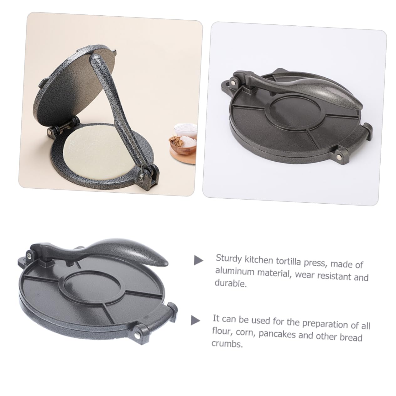 Veemoon Tortilla Maker Press Heavy Duty Kitchen Tool for Corn Tortillas Efficient Dough Press for Homemade Tacos Flatbreads for Restaurants Home Cooking