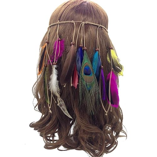 Miniatura 14 de Diadema de plumas hippie indio bohemio con borla, tocado bohemio para mujeres y niñas, diadema para el cabello, bandas para el pelo, decoración de
