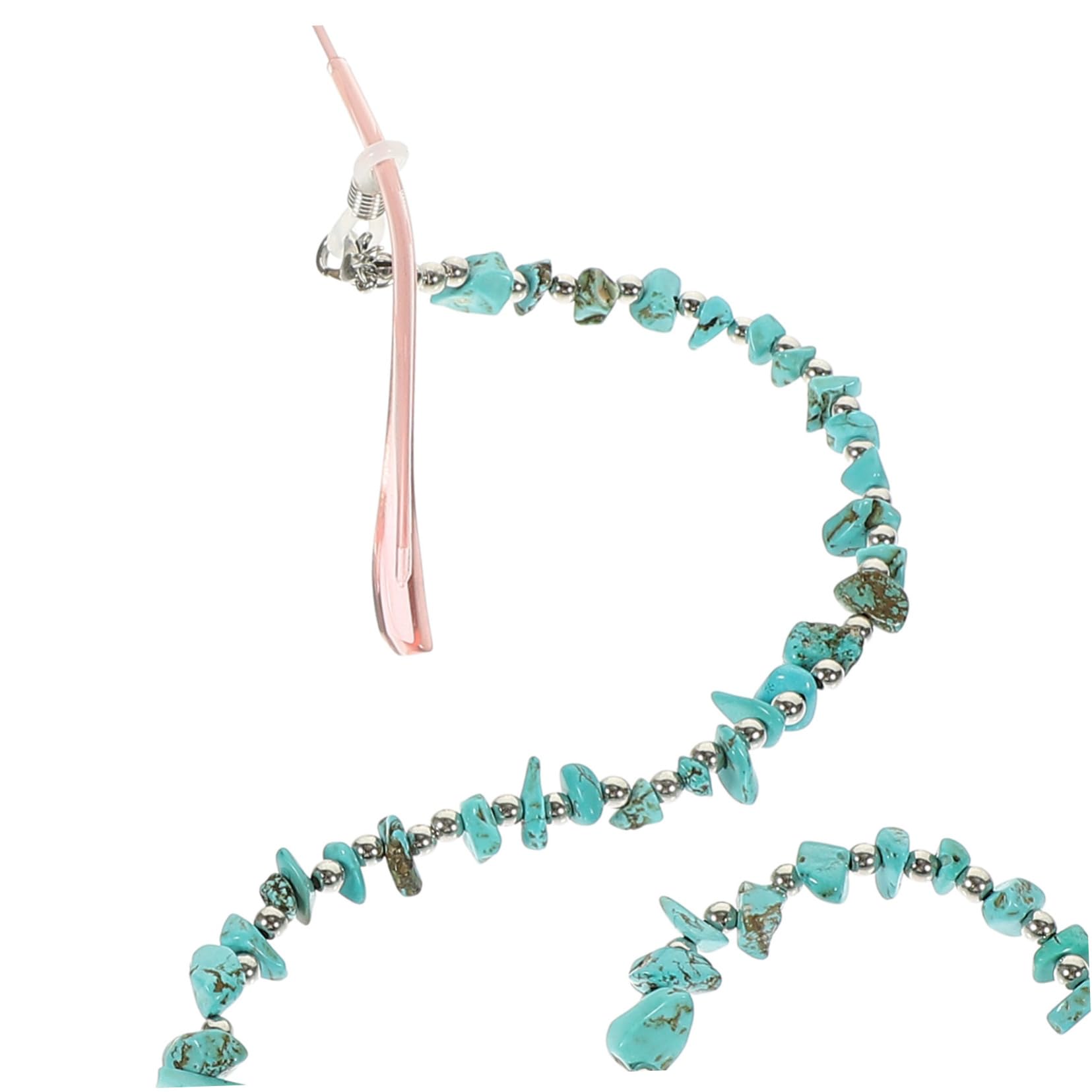 minkissy Irreguläre Türkisfarbene Brillenband Kette mit Design Bead Chain für Damen für Brillen Beim Sport Vielseitig Einsetzbar für Outdoor Aktivitäten