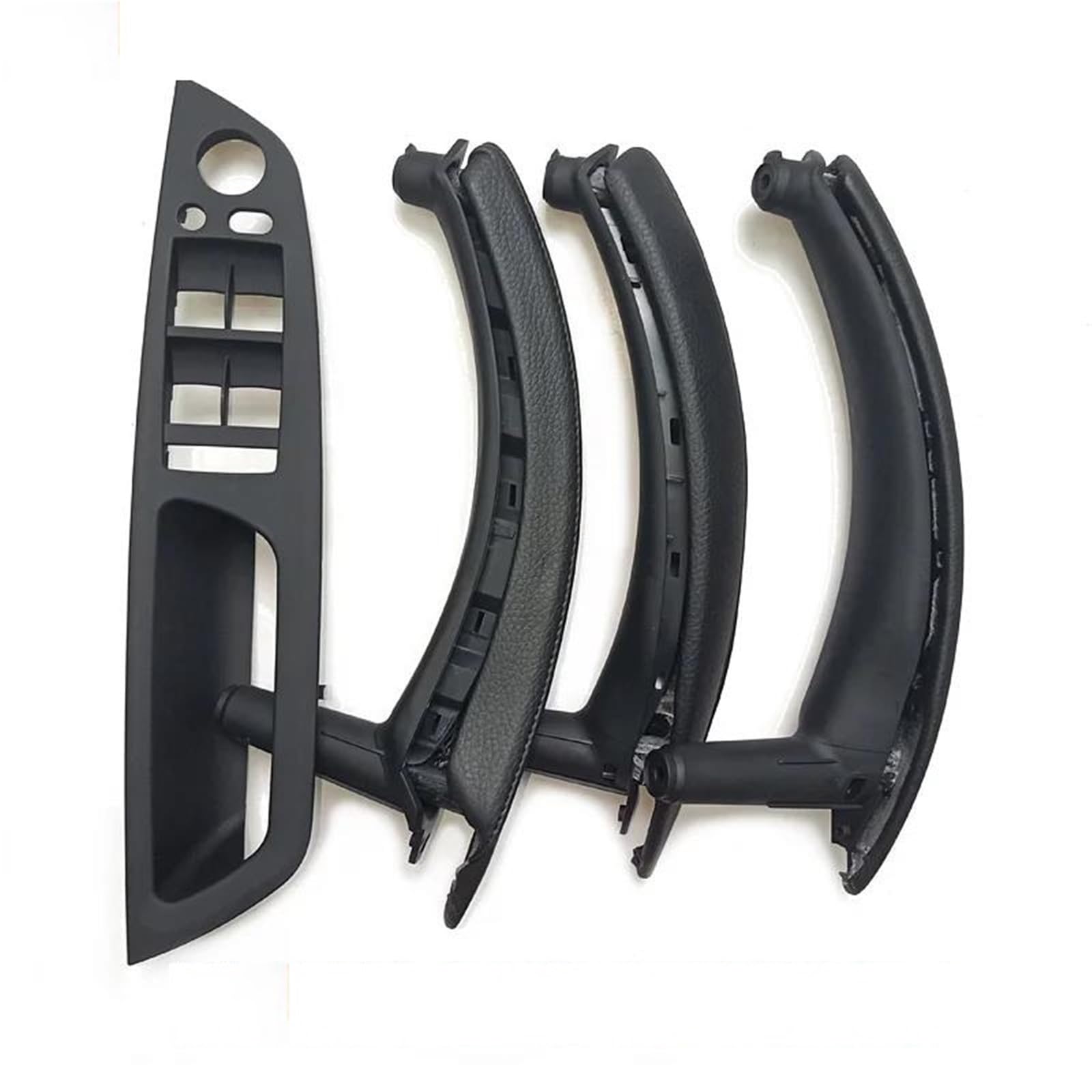 KJHOPY LHD Upgraded Interior Door Handle with Leather Cover Assembly Full Set for BMW X5 X6 E70 E71 E72 2007-2014(Black2)