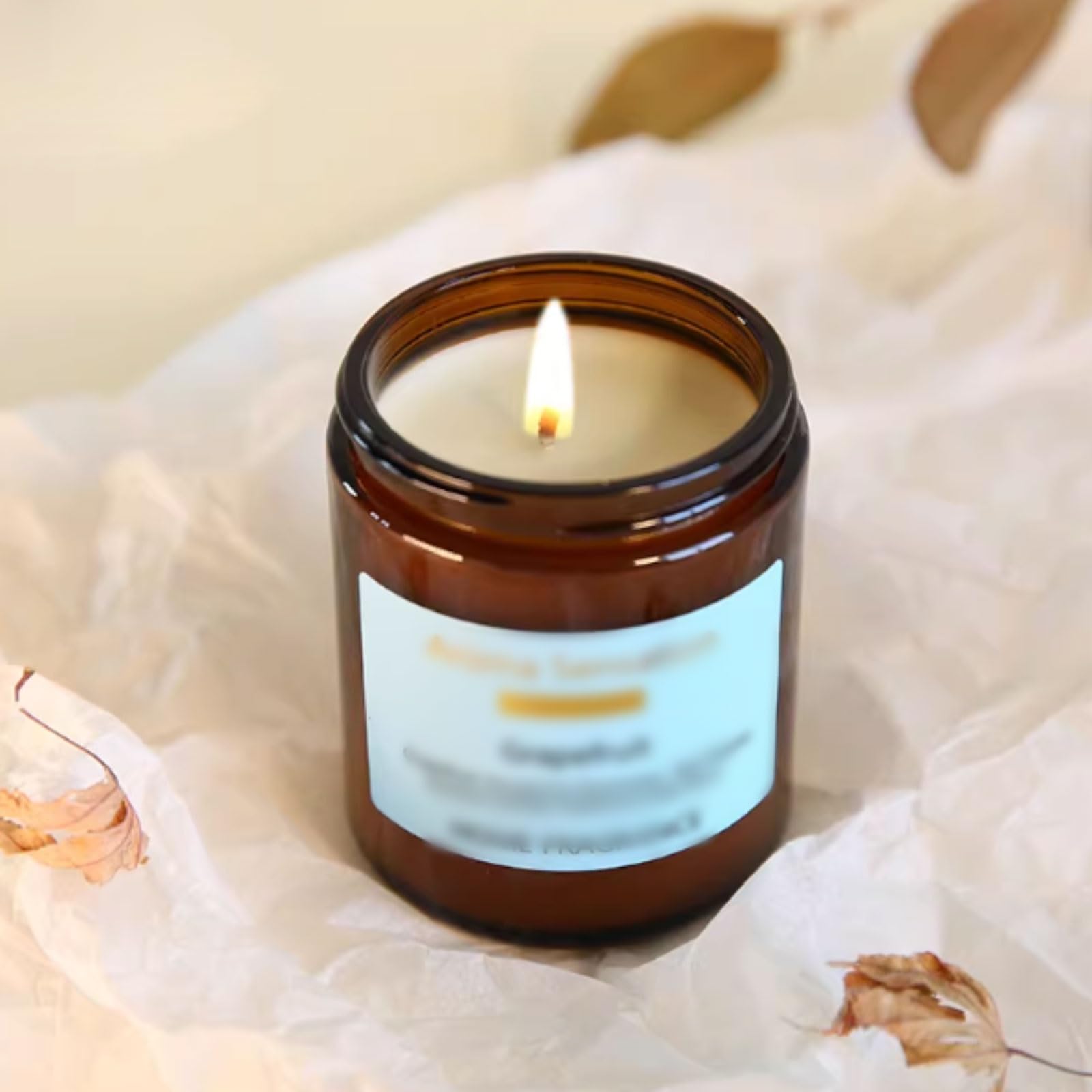 Velas de vidrio Velas aromáticas modernas Vela de aromaterapia reutilizable hecha con cera de soja y aceites esenciales botánicos(Lila)