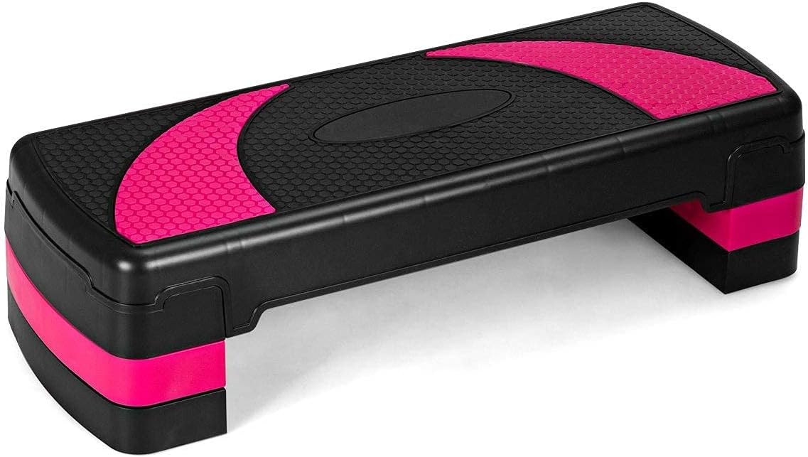 Aerobic Exercise Stepper Deck Adjustable Fitness Workout Step Platform Trainer with Risers 4 6 8 Levels Height-Adjustable for Home Gym and Office