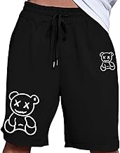 Aspersio Men's Bear Print Half Pants, Training, Stylish, Bottoms