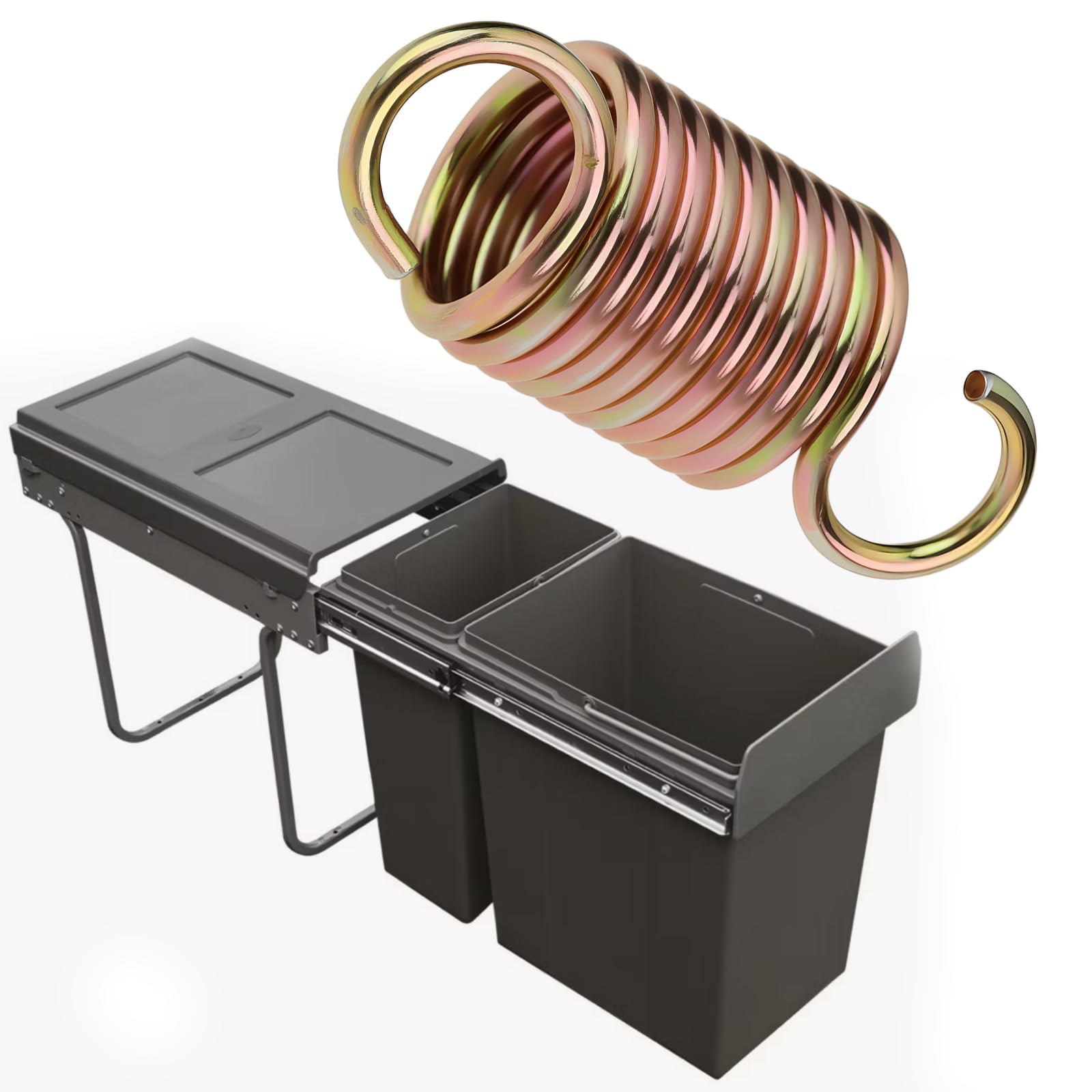 The Lord of the Tools Rubbish Bin Spring Galvanized Steel Length 51mm Diameter 20mm Compatible with Hafele 30L Tilting Waste Bin