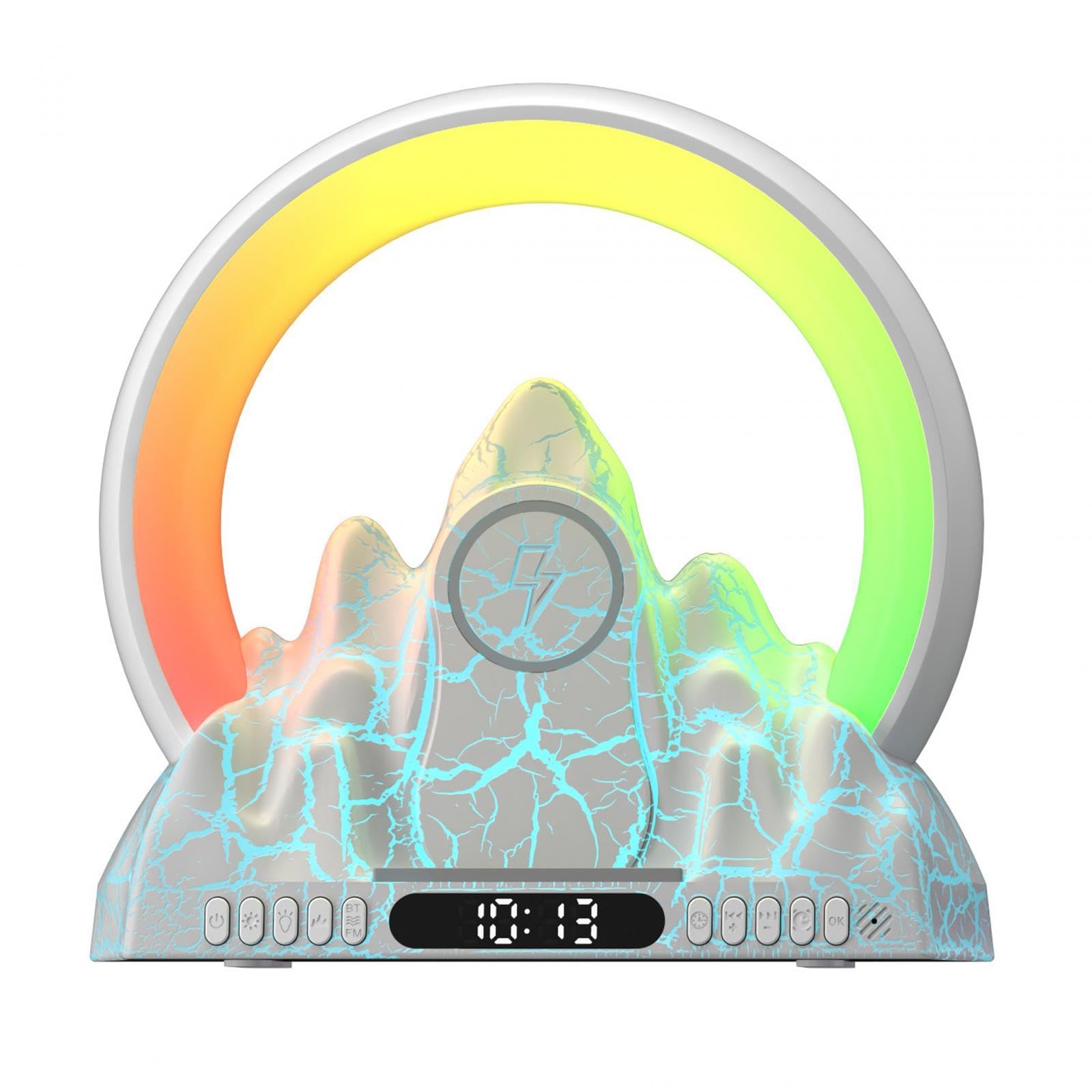Milageto Reloj Despertador con Altavoz, lámpara de Noche, Reloj Despertador Digital, lámpara LED Inteligente, lámpara de Noche LED, Reloj Despertador, para, Blanco