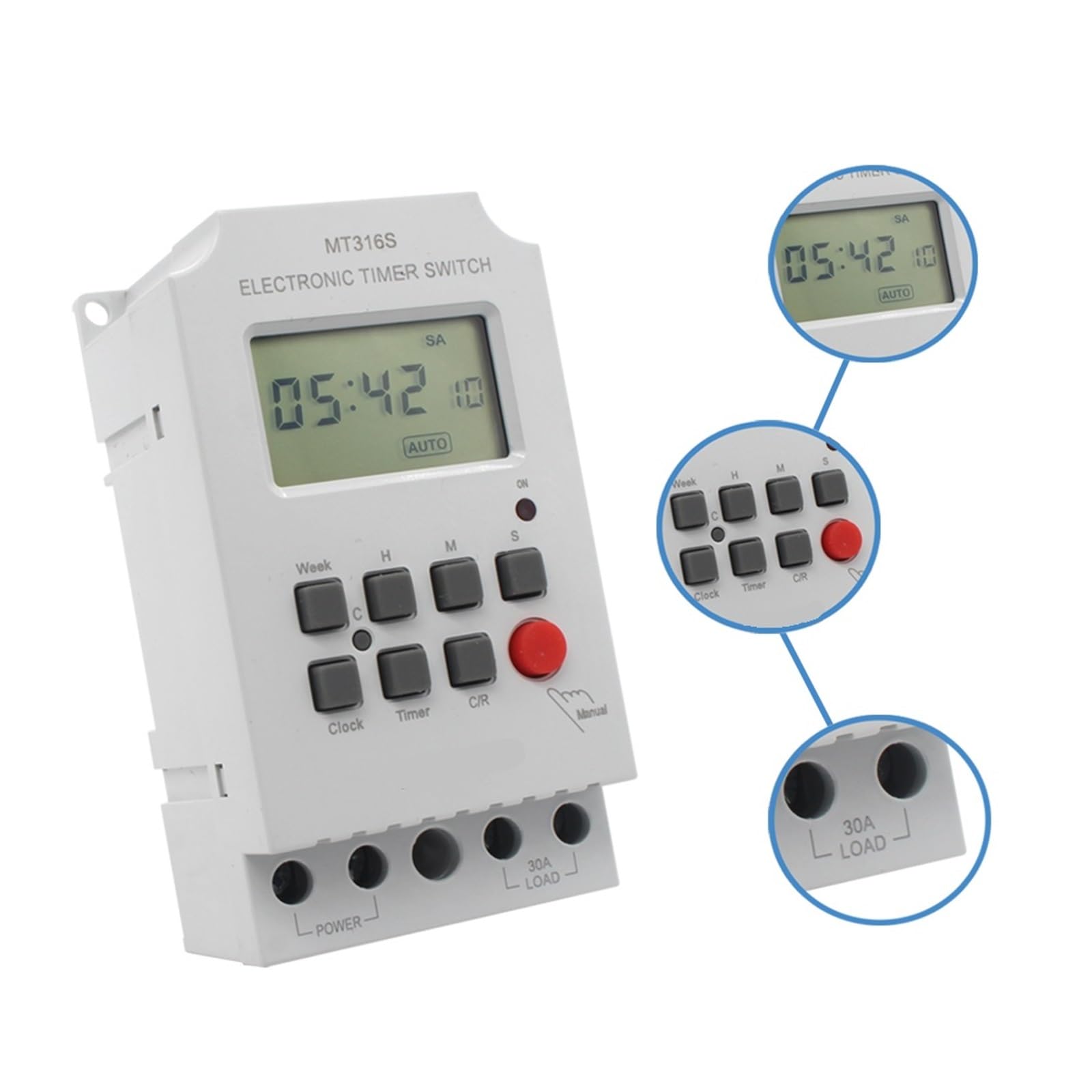 DEBLAN Temporizador programable electrónico automático Digital MT316S 220VAC 30A con CE Temporizador Digital
