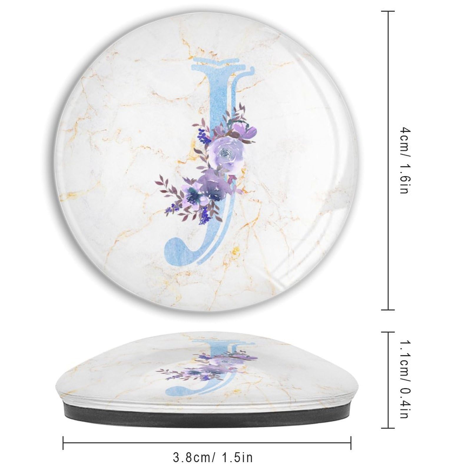 Glas-Kühlschrankmagnete, Monogramm, Initiale J, kleine Magnete, Alphabet, violett, floral, starker Magnet, Monogramm, Buchstabe, dekorative Magnete für Kühlschrank, niedliche Dekoration für