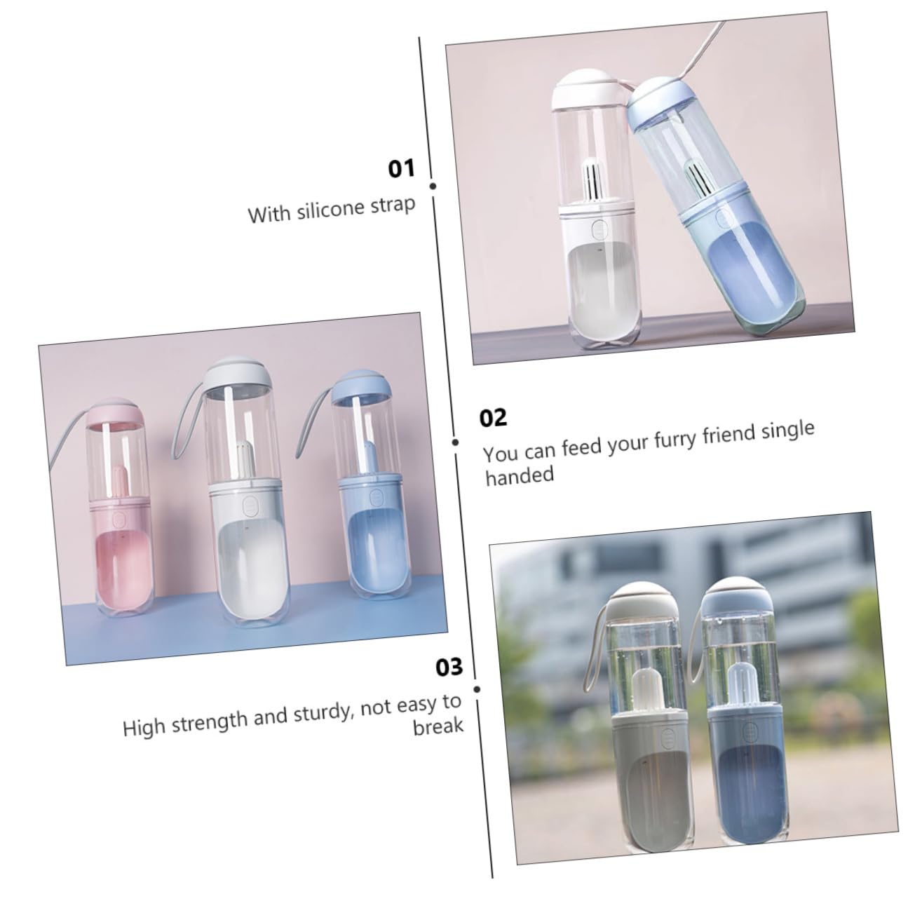 Kisangel Botella De Agua para Mascotas Portátil Bebedero para Perros y Gatos Diseño Transparente Fácil De Limpiar para Viajes y Actividades Al Aire