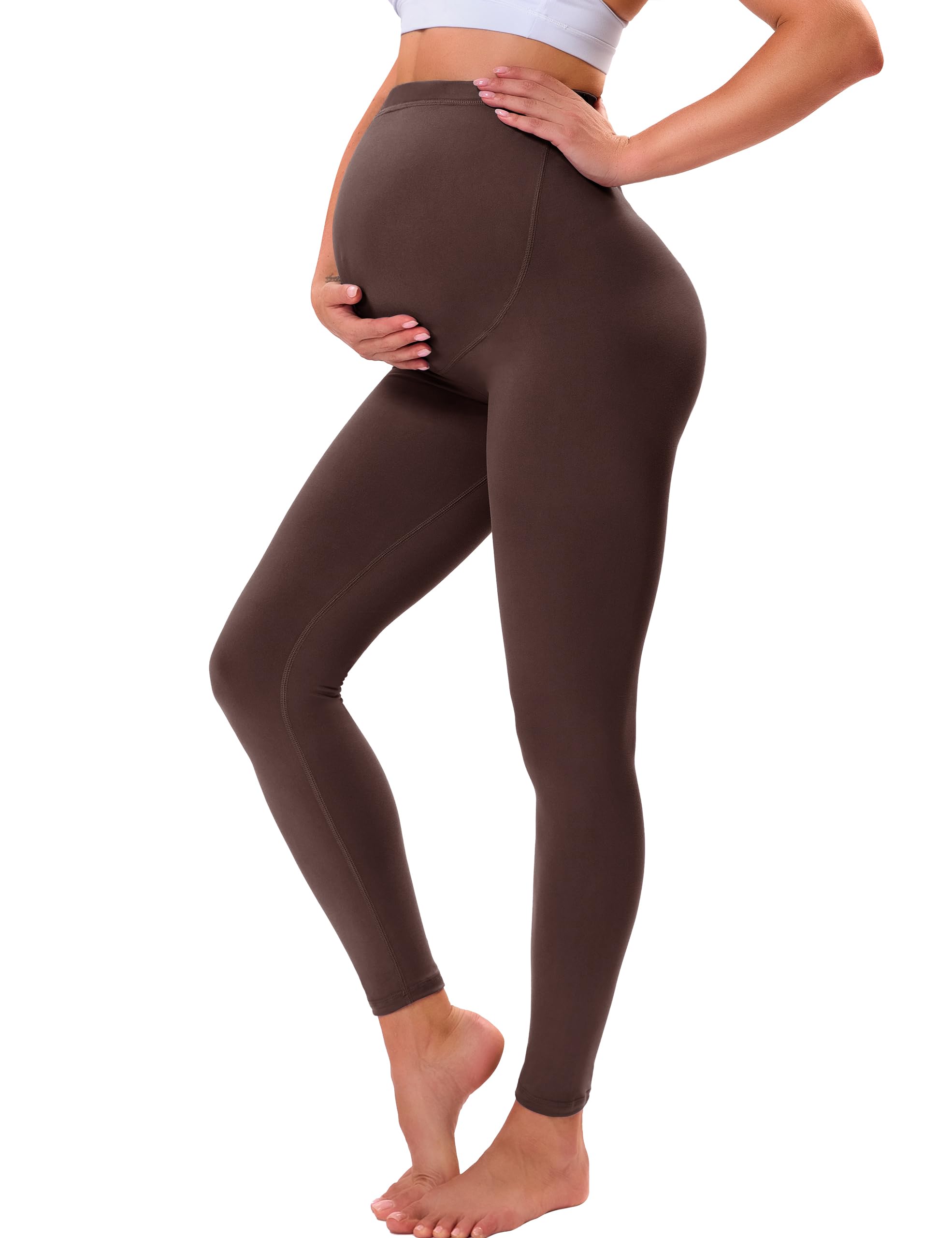 VALANDY Creamlush Maternity Leggings Over Bump Buttery Soft Belly Support Adjustable High Waisted Pregnancy Pants Yoga Pajama — view 11