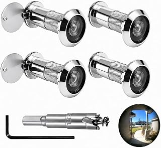 4 Pack Door Peephole Kit with 16mm Hole Saw and Hex Wrench | 220° wide-angle viewing, adjustable 39–59 mm fit and interior privacy covers for apartments, rentals and offices