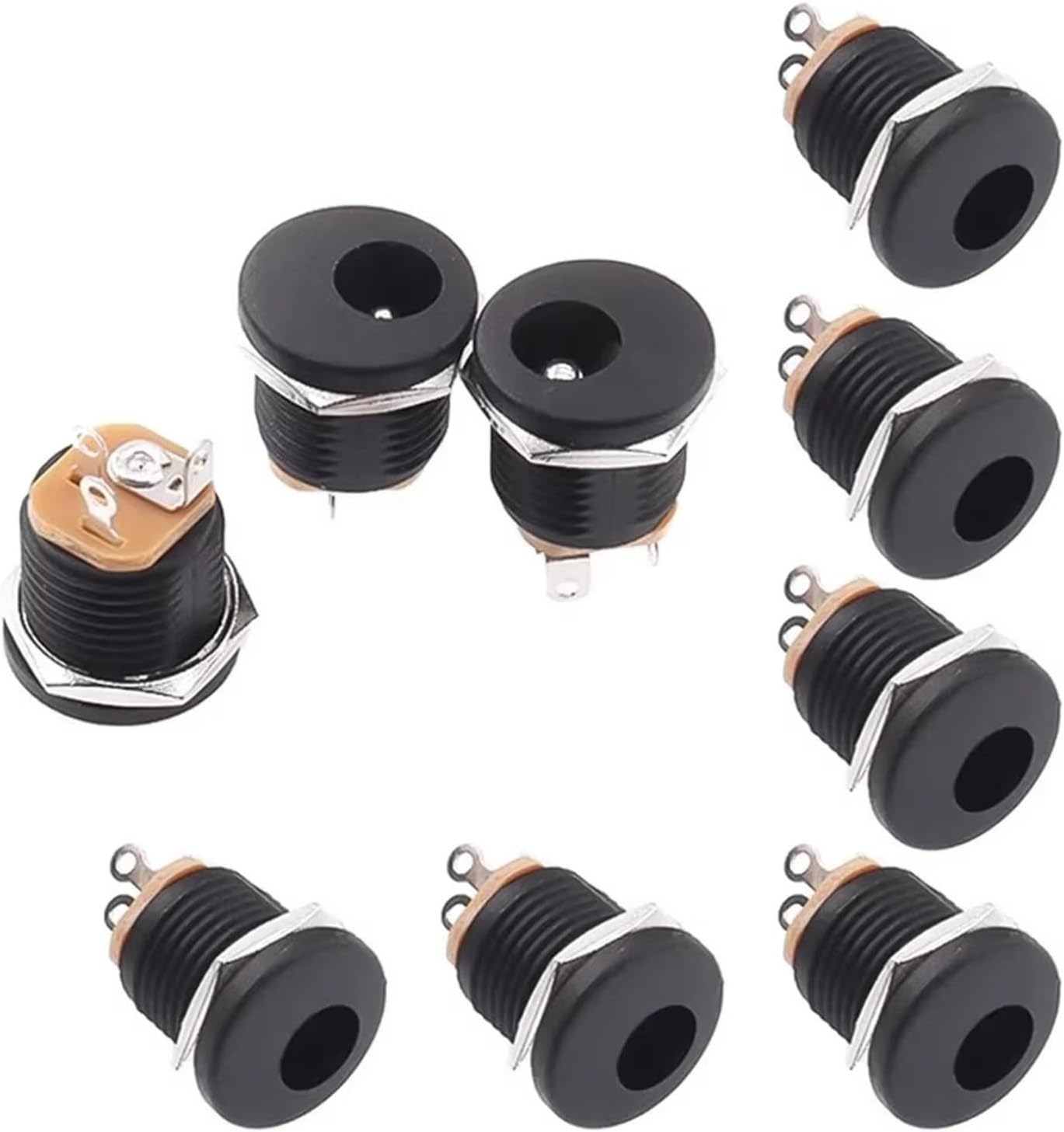 Compatible with 10 Pack DC022 B Power Jack Panel Mount Connector DC 5.5mm x 2.1 x2. Female Solder Type Socket(DC5.5x2.5mm)