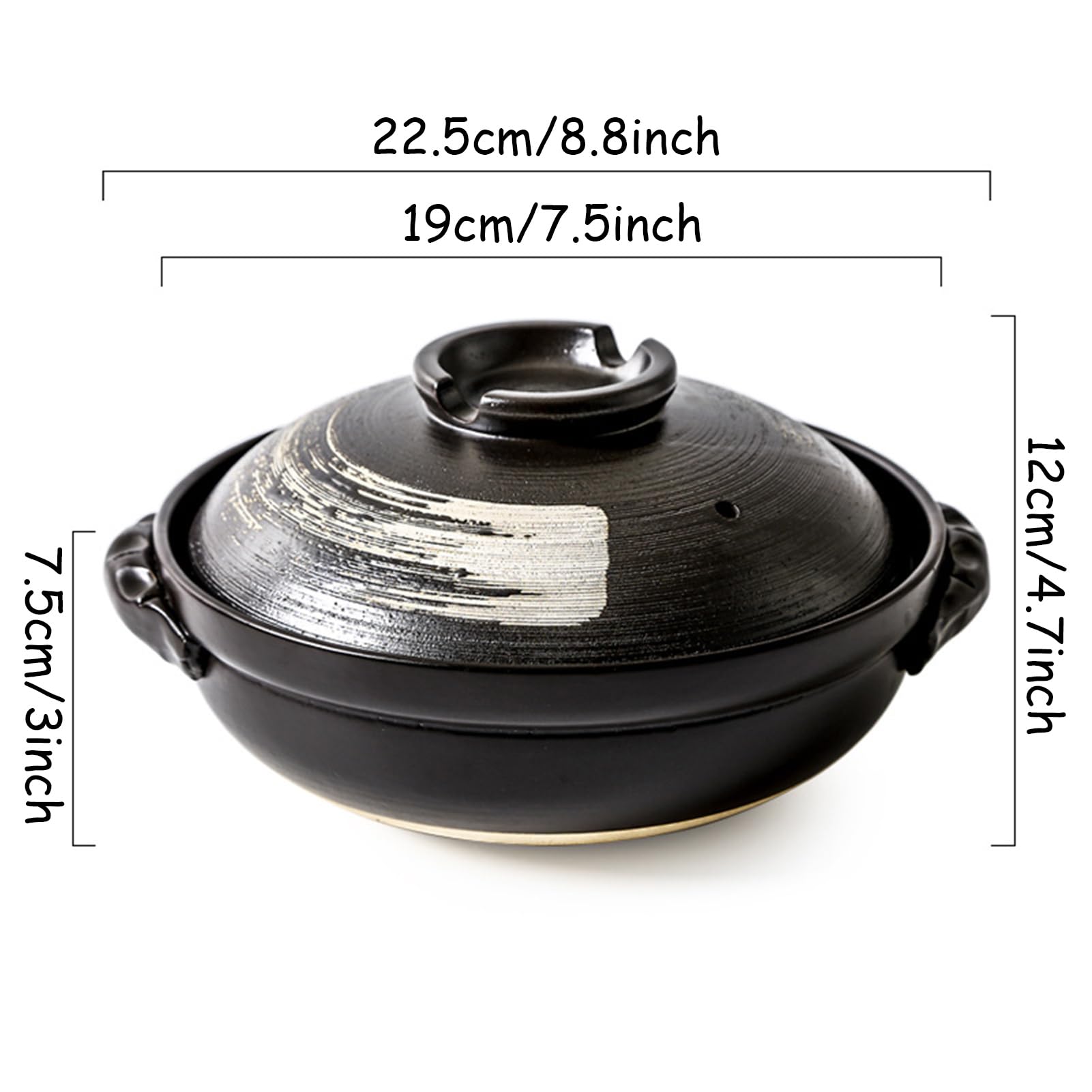 Cacerola grande china de barro cocido con tapa, resistente al calor, for guisos(900ml)