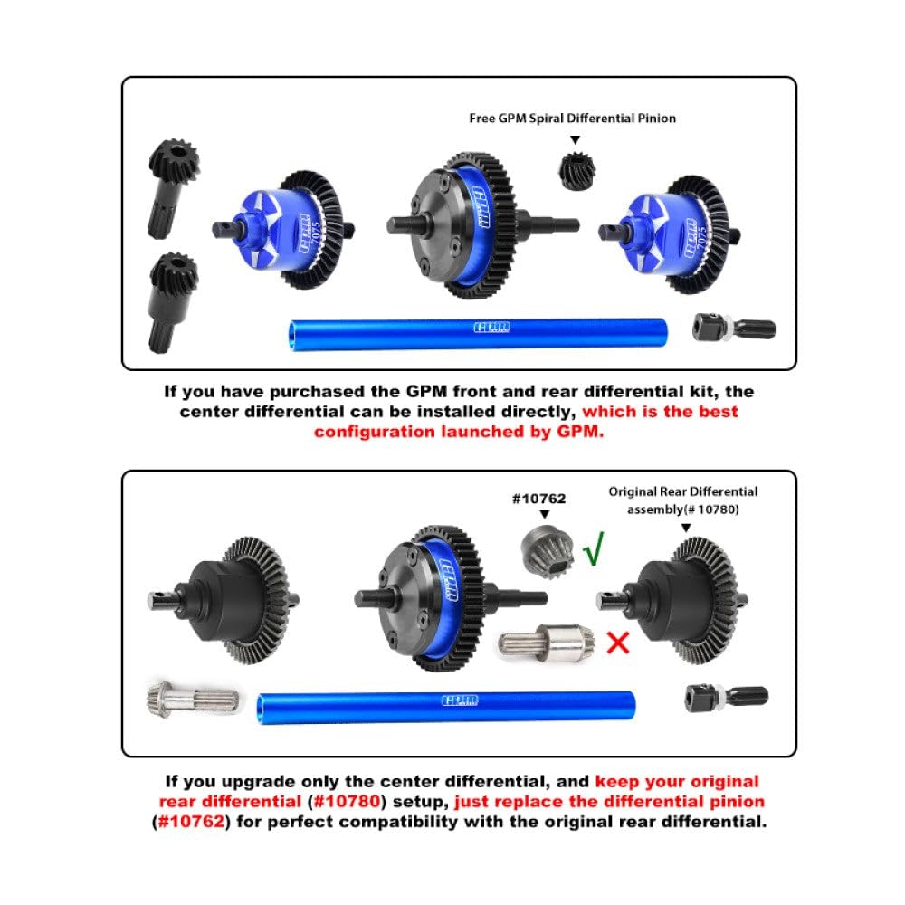 4140 Carbon Steel + 7075 Alloy Centre Complete Differential for Traxxas 1:16 Mini Maxx 4WD 107154-1 / Mini XRT VXL-3S 108076-1 Monster Truck Upgrades - Blue