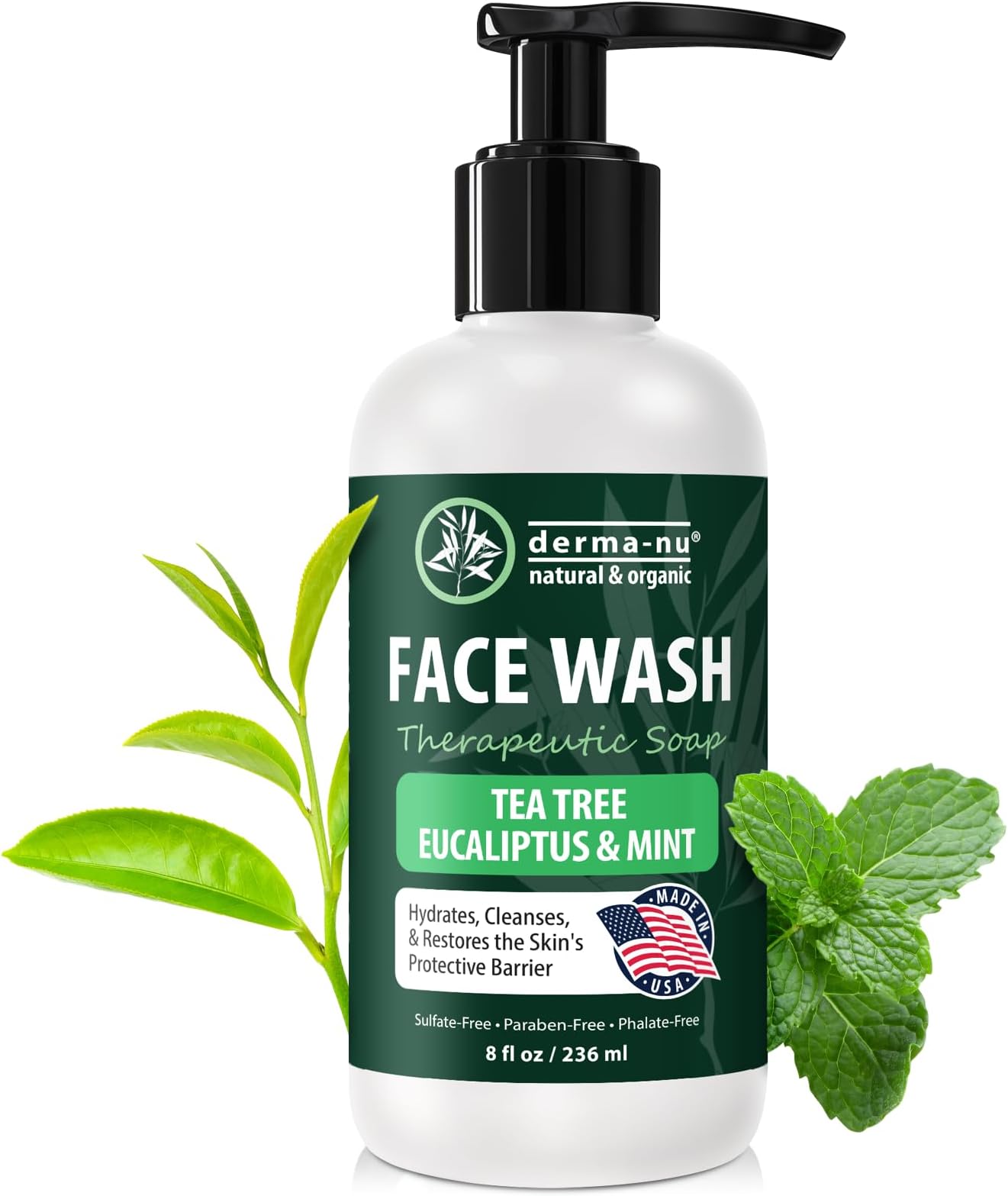 Gentle Face Wash for Men & Women – Hydrating Facial Cleanser for Eczema, Psoriasis & Sensitive Skin – Fights Redness, Oil & Breakouts – pH-Balanced & Perfect for Oily, Blemish-Prone Skin – 8oz
