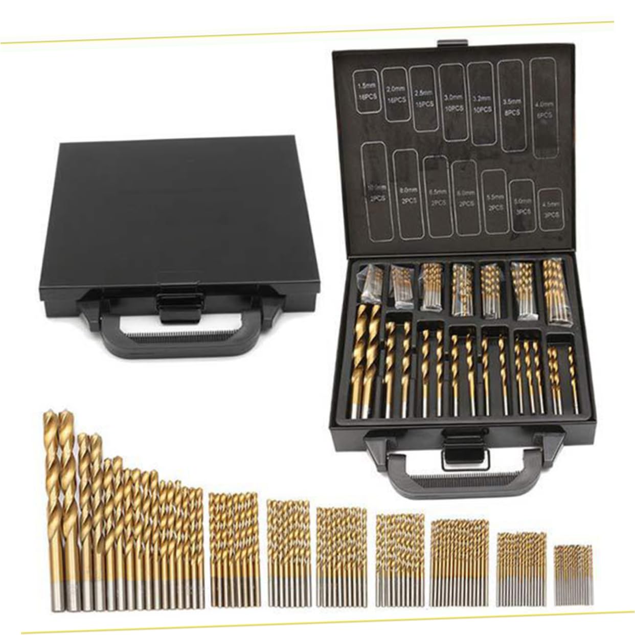 Uonlytech Brocas De Alta Resistencia De 99 Brocas Con Nitruro De Titanio 1.5mm-10mm Para Taladros y Máquinas Estacionarias