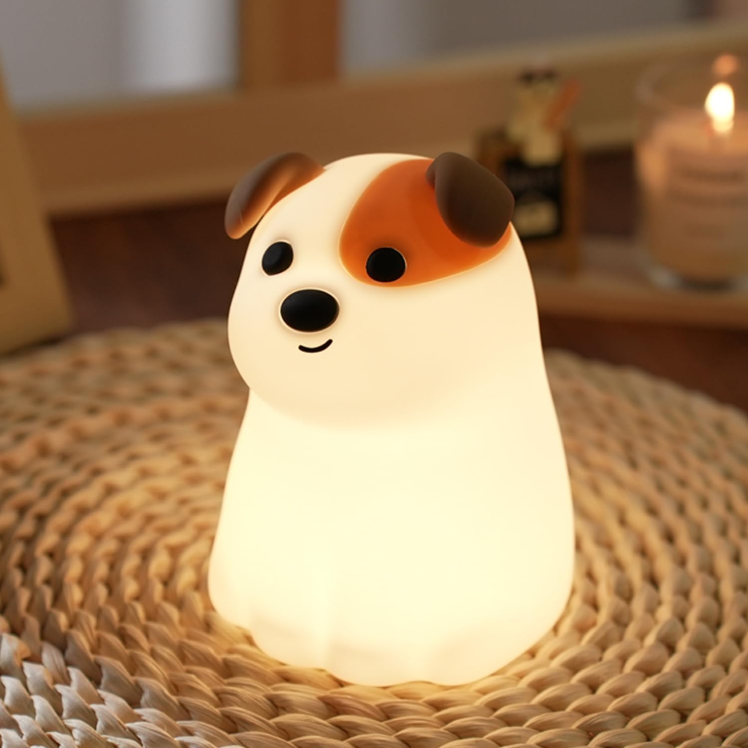 Myratts Led Cute Puppy Night Light 7 Colors Dimmable Bedside Lamp Touch Control Night Lamp with Timer for