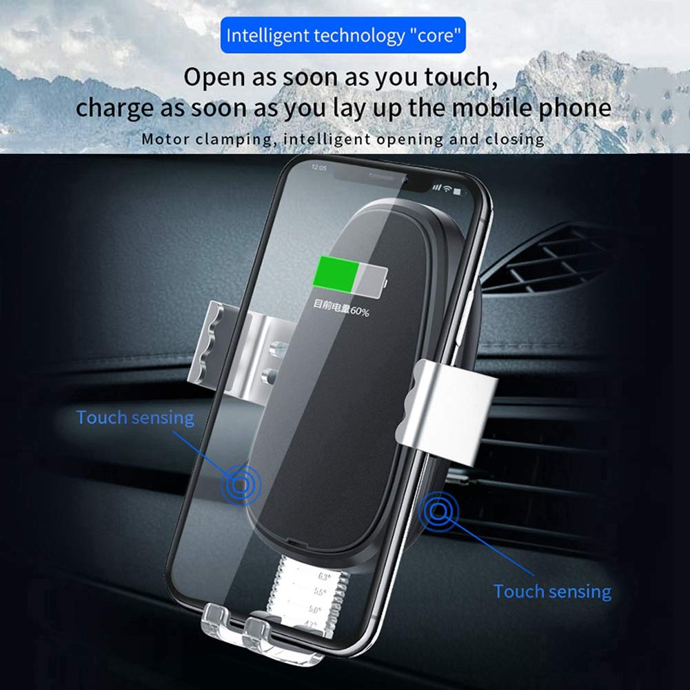 Caricatore per Telefono per Auto Wireless con Bloccaggio Forte, Ricarica Rapida da 10 W per Supporto per Telefono per Auto con Rotazione di 360 Gradi per Telefoni da 4,7"-6,3"