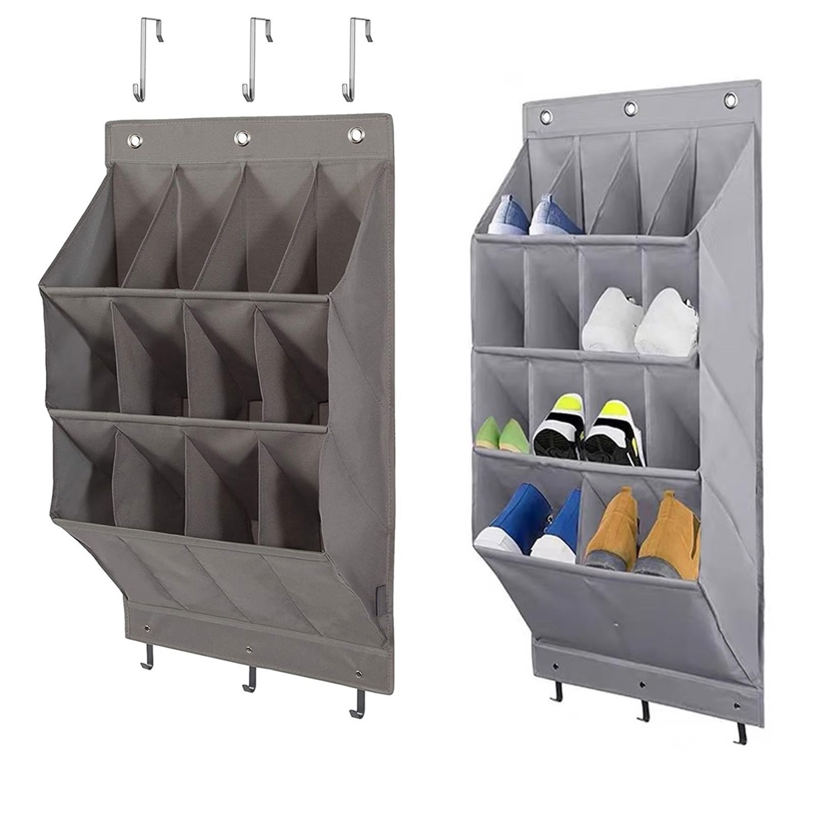 Zapatero De Pared Organizador de zapatos con 12 bolsillos grandes, organizador colgante, ahorra espacio, colgado sobre la puerta, detrás del armario, bolsas almacenamiento