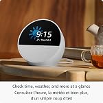 Amazon Echo Spot (nouveau modèle), Idéal pour les tables de nuit, bureaux et cuisines, réveil intelligent, Conçu pour Alexa+, Ocean Blue