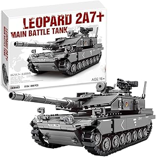 NVOSIYU Army Tank Building Block Set, World War 2 Military Leopard 2A7 Main Battle Tank Model with 4 Soldier Figures, Compatible with Lego, Toys Gifts for Adult (898 Pieces)