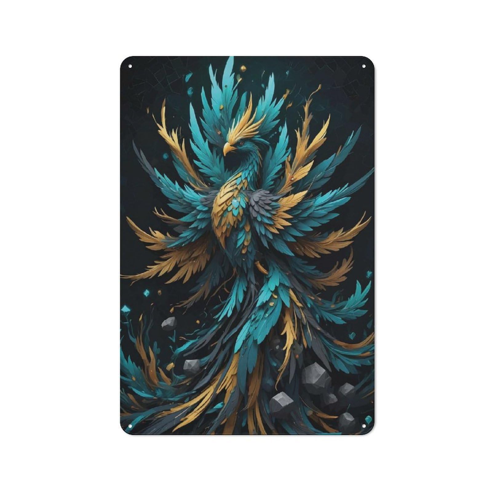 Vintage Cafe Metal Sign 30x20cm Featuring Abstract Phoenix, Bistro Wall Plaque for Cafe, Bistro, Bakery Or Restaurant