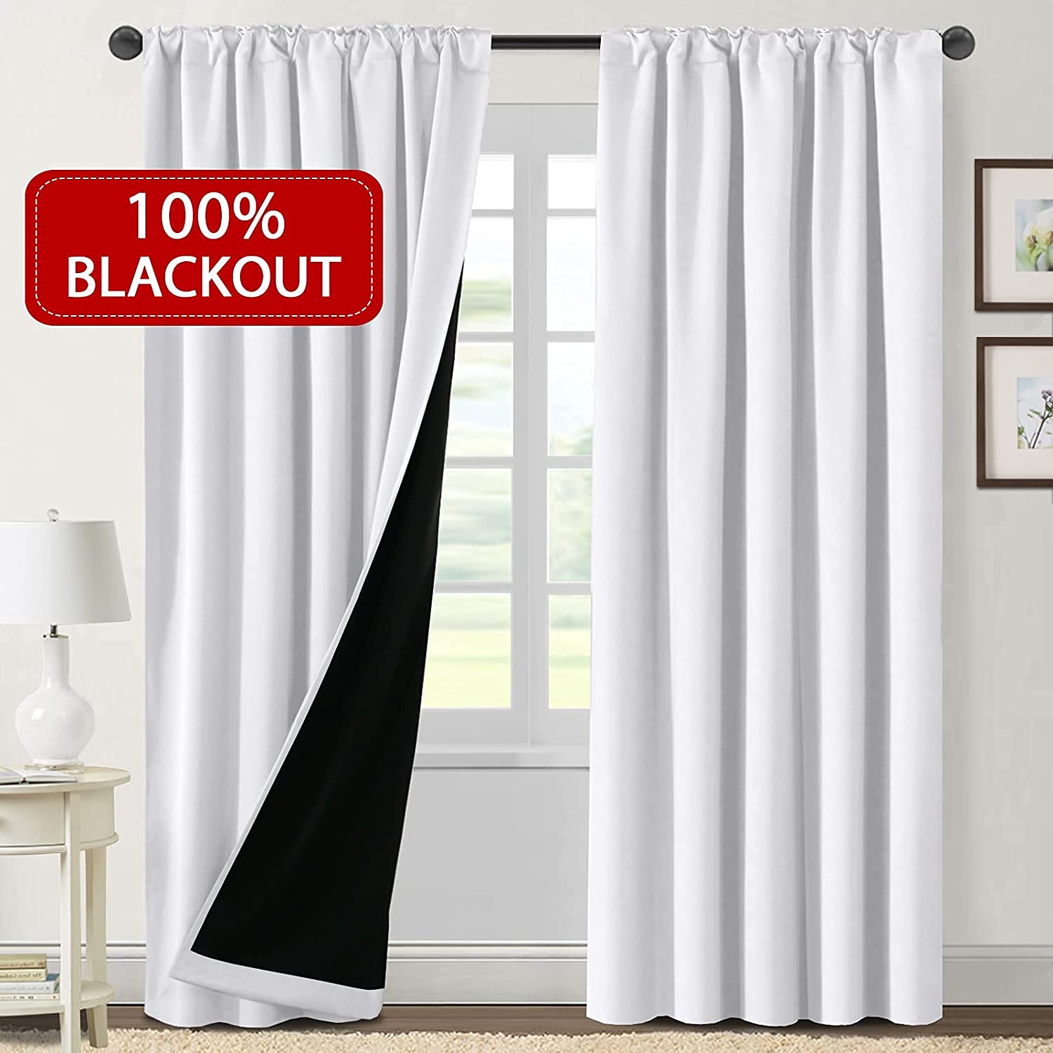 Tende Oscuranti 100% Con Stampa Pois Metallizzati, 2 Pezzi 132x213 Cm, Termiche, A Risparmio Energetico, Per Camera Da Letto, Soggiorno, Blocco UV, Anta Superiore - 3