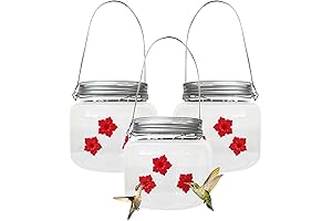 Sherem Bird Hummingbird Feeders 8oz, Sherem Mason Jar Hummingbird Feeder with 3 Ports