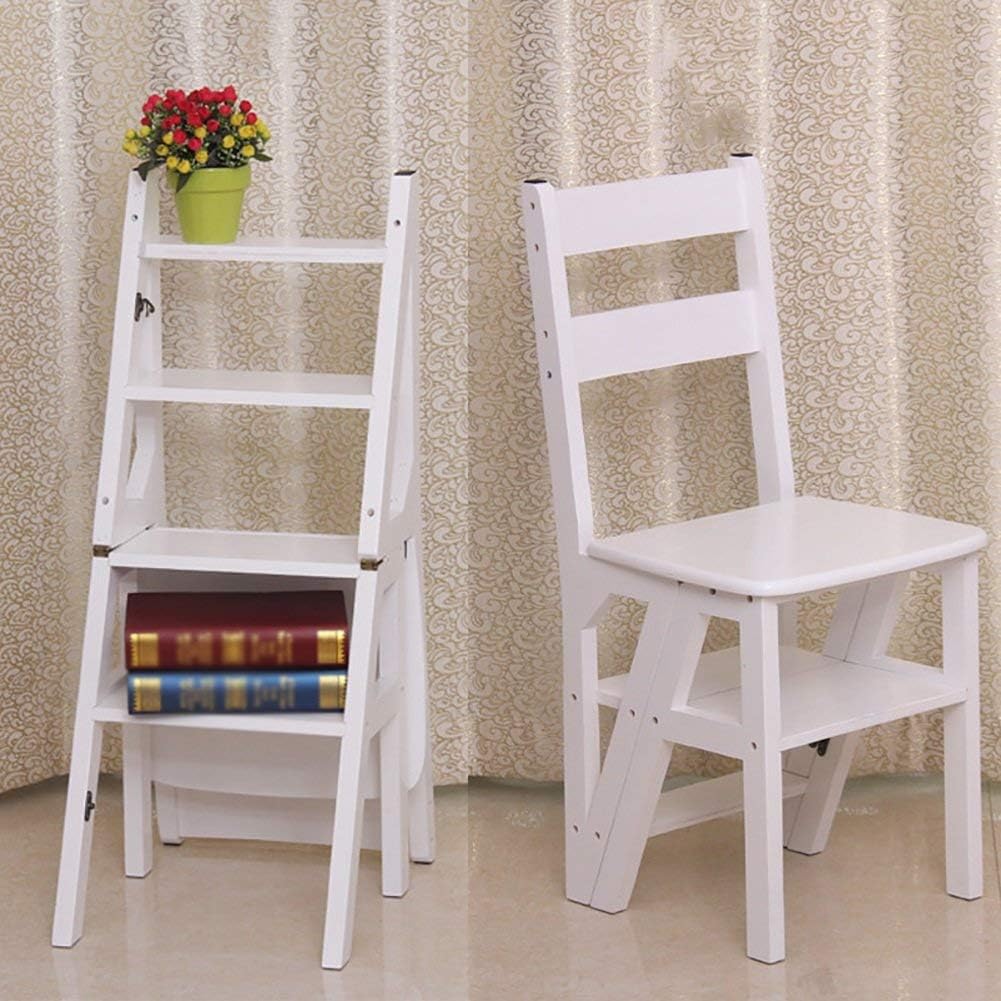 4-Tier Folding Step Stool, Multifunctional Wooden Ladder Chair, Compact Staircase Stool for Kitchen, Lightweight Portable Step Ladder, Ideal for Home & Office Use