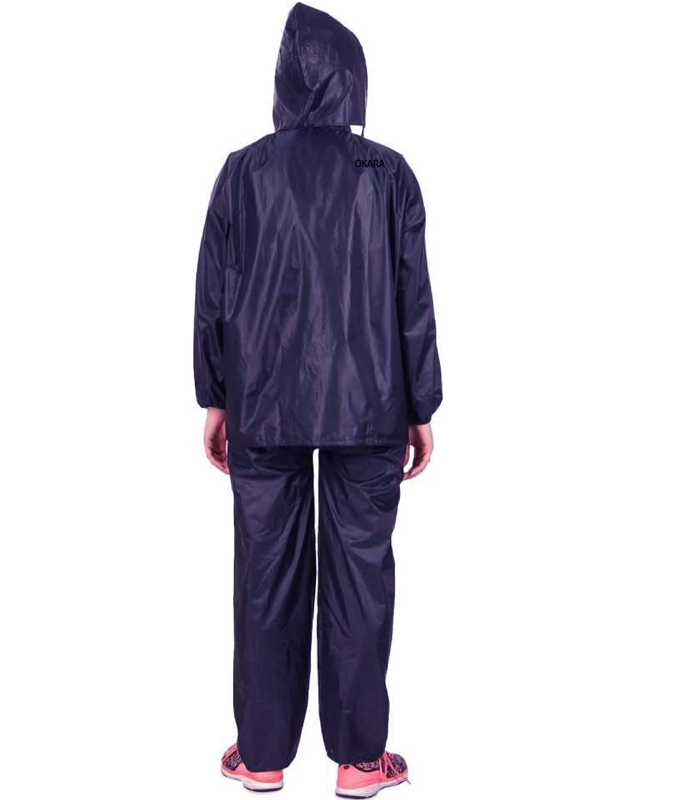 Neekshaa Women's Water Resistant Semi-Nylon Rain Coat with Pant, Blue, Free Size 2