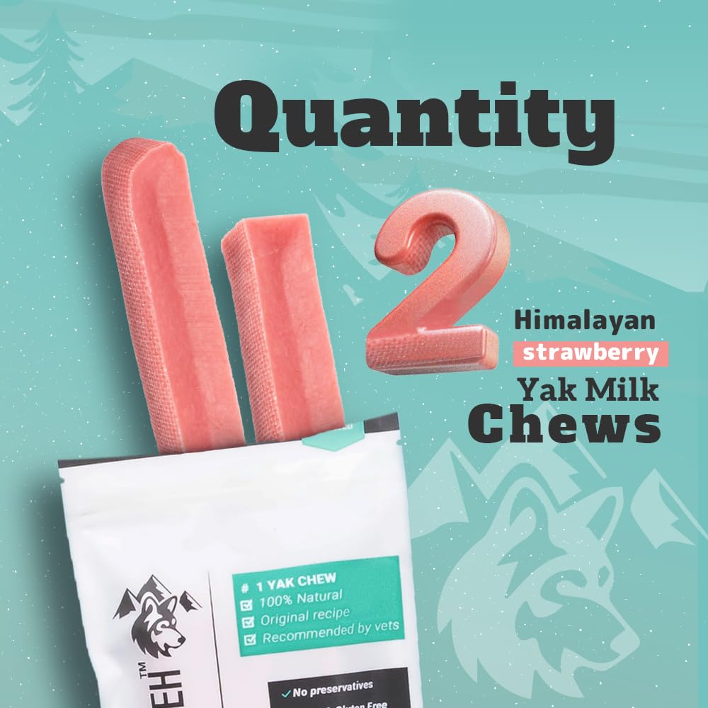 Himmaleh Strawberry Yak Chews for Dogs, Yak chews for dogs medium (pack of 2) - Image 2