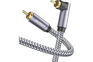 90 Degree RCA Cable 10 ft, Right Angle Dual Shielded Cable