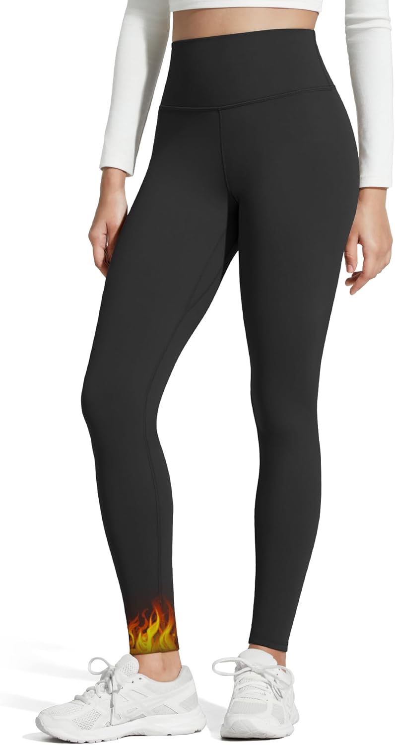 G4Free BareFeel Fleece Lined Leggings for Women High Waisted Thermal Lounge Yoga Pants with Back Pocket 25"/27"/29"