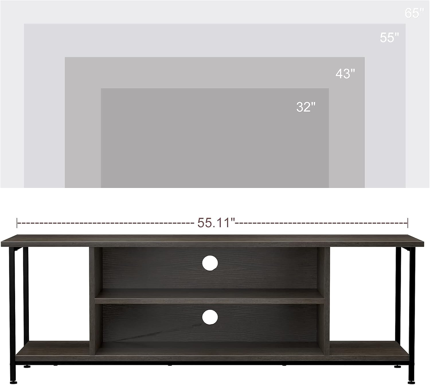 SMAGREHO TV Stand for TVs up to 65 Inches, TV Console Media Cabinet with Storage, TV Cabinet Unit with Shelving, Entertainment Center for Living Room Bedroom, 55 Inch, Charcoal : Home & Kitchen
