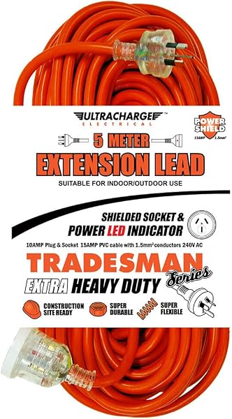 ULTRACHARGE 5m Heavy Duty Extension Lead for Rugged Use