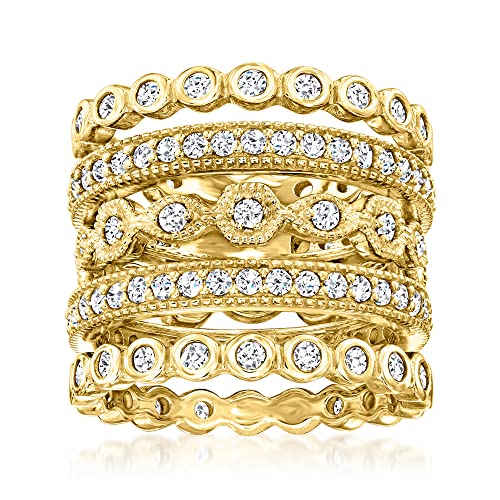 Ross-Simons 2.50 ct. t.w. CZ Jewelry Set: 5 Eternity Bands in 18kt Gold Over Sterling