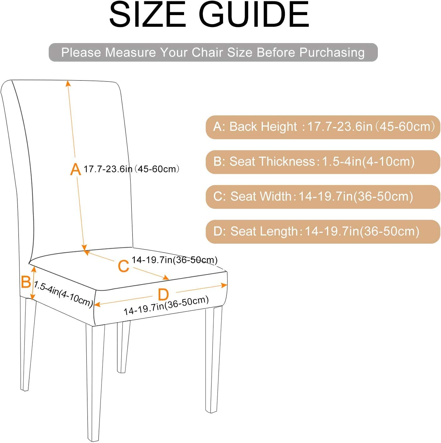 Grey Elastic Chair Cover - Protect Dining Chairs -8