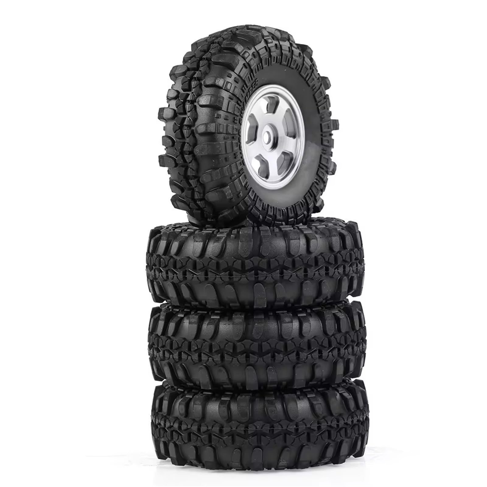 RC Gummireifen Teile Für Axial Für SCX24 90081 Für AXI00001 4PCS 1.0 "49 * 18mm Beadlock Micro Crawler Rad Felgen Reifen Set Für 1/24 RC Crawler Auto