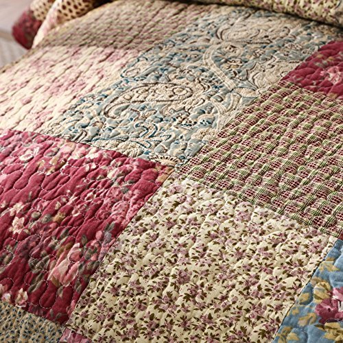 Tache Cotton Charming Fairytale Tea Party Quilted Floral Patchwork Quilt Set, King #TOP3