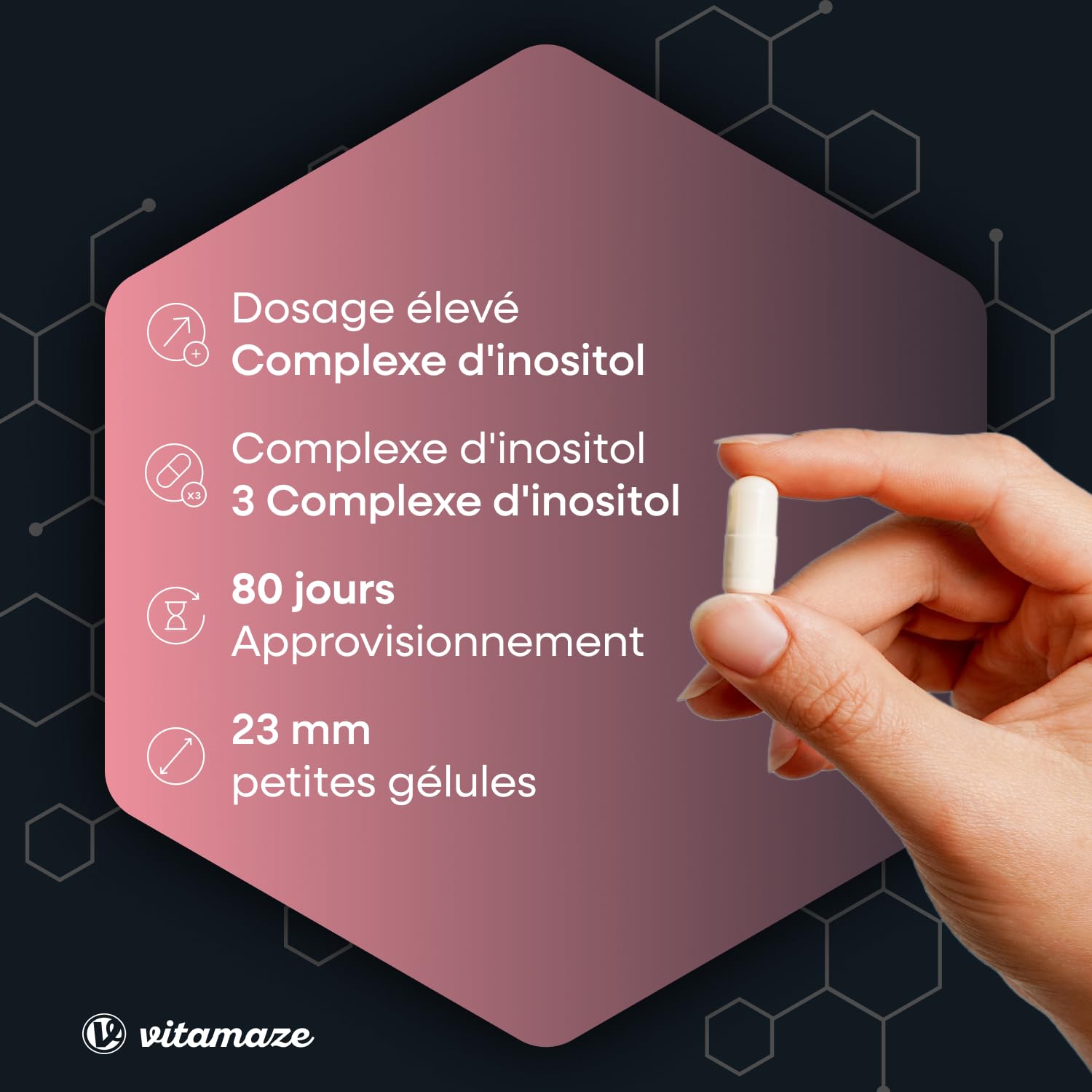 Inositol 240 Gélules, 2100mg Myo-Inositol + D-Chiro-Inositol avec Vitamine B6, Acide Folique et Chrome, Équilibre Hormonal et SOPK (80 Jours), Végan, Sans Additifs
