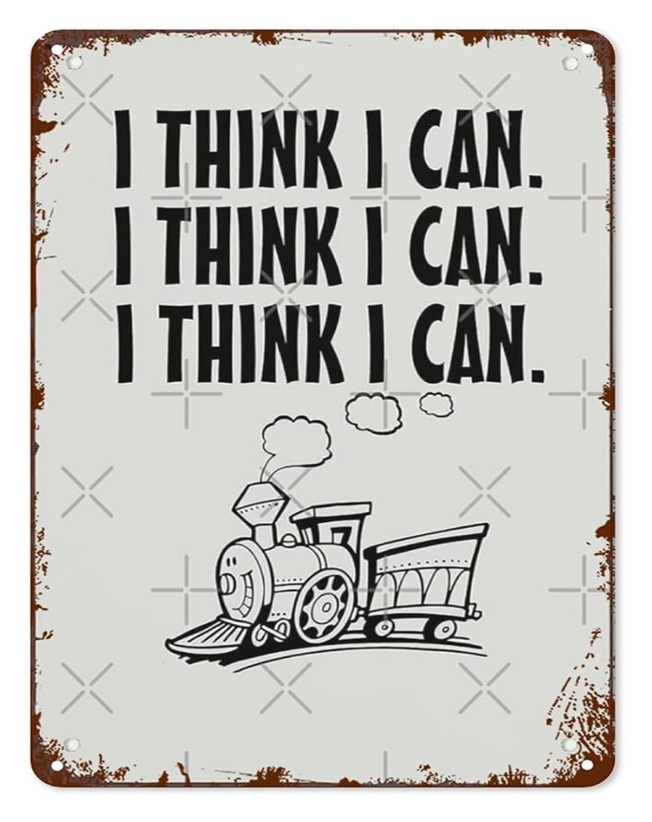 IDGTTLDF Novelty Metal Wall-Art I Think I Can Train Train Theme for Dining Room Entryway Hallway Laundry Room Porch 8 X 12 in