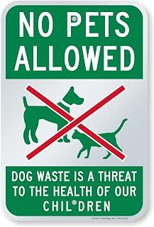 SmartSign 18 x 12 inch “No Pets Allowed - Dog Waste Is A Threat To The Health Of Our Children” Metal Sign, 63 mil Laminated Rustproof Aluminum, Red, Green and White