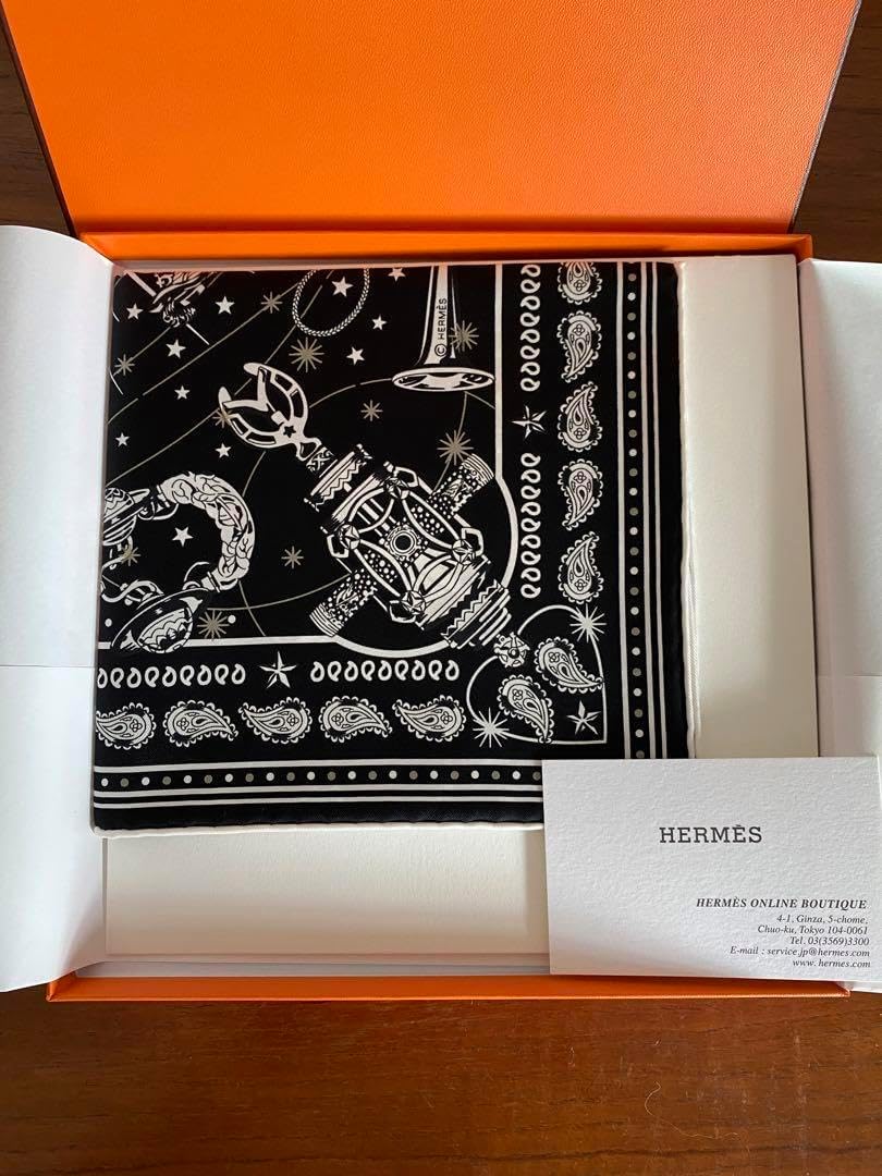 シルクバンダナ 55《コーラスステラルム》黒 エルメス スカーフ